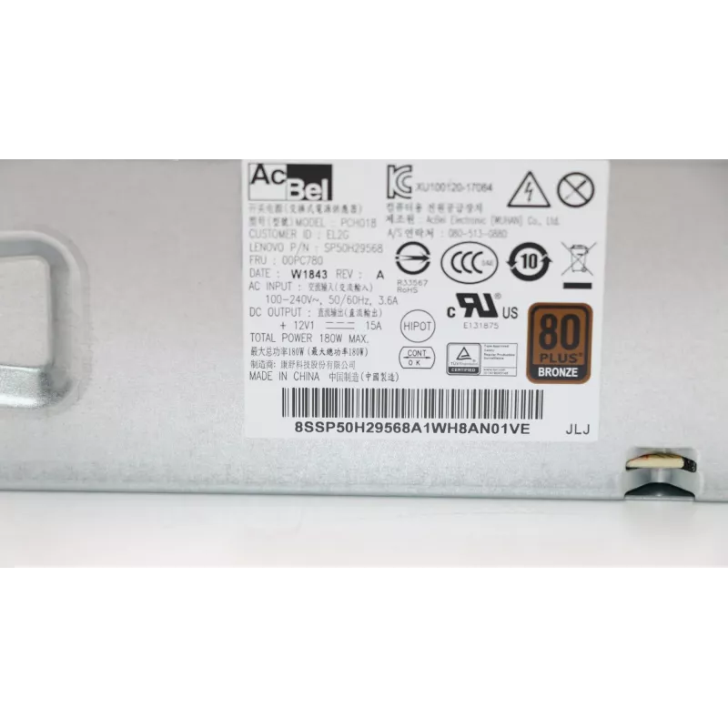 Lenovo 00PC780 maitinimo blokas 180 W Sidabrinis