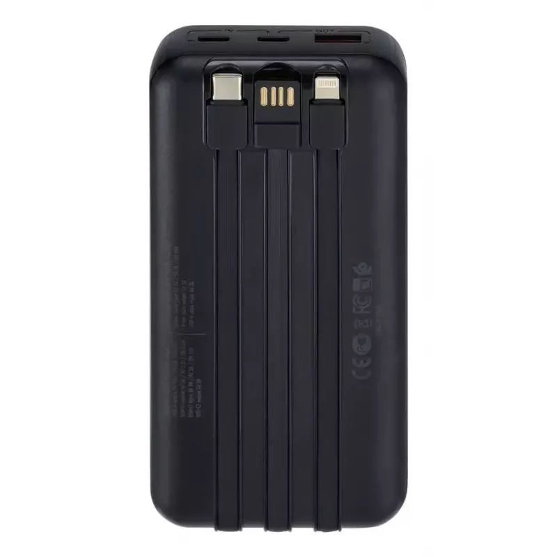 Nešiojama išorinė baterija Rivacase VA2221 — 20000 mAh LiPo, PD 3.0 ir QC 3.0, 3 prievadai (1×A, 2×C), 22,5 W išvestis