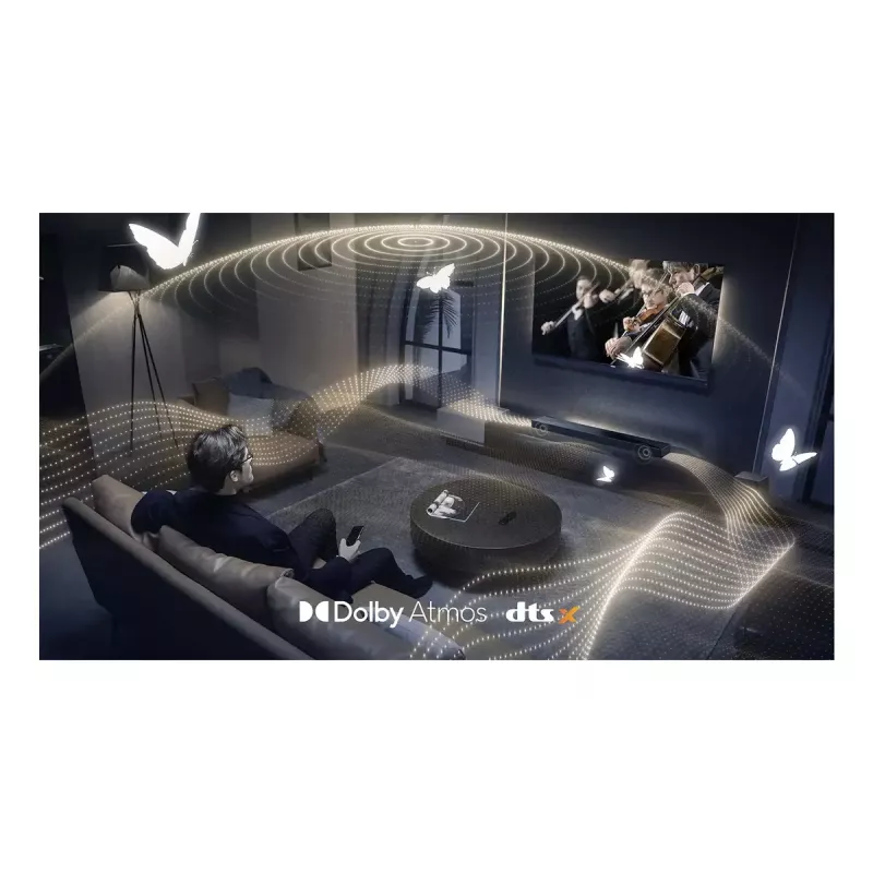 Garso juosta TCL Q Q65H 5.1 kanalų namų kinas, 580 W RMS, belaidis aktyvus žemų dažnių garsiakalbis 100 W, Dolby Atmos/DTS-X, juoda