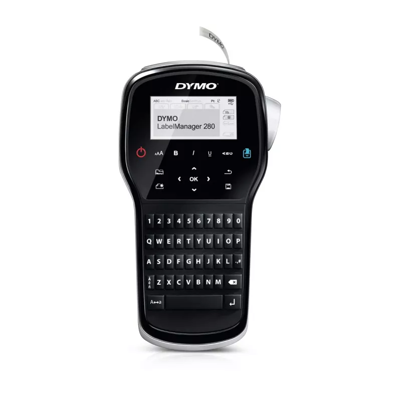 Etikečių spausdintuvas Dymo LabelManager 280 QWERTY su LCD, USB, Li‑Ion, D1 juostelė (maks. 12 mm)