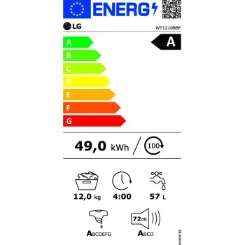 LG WT1210BBF skalbimo-džiovinimo mašina 22 kg 1400 RPM juoda