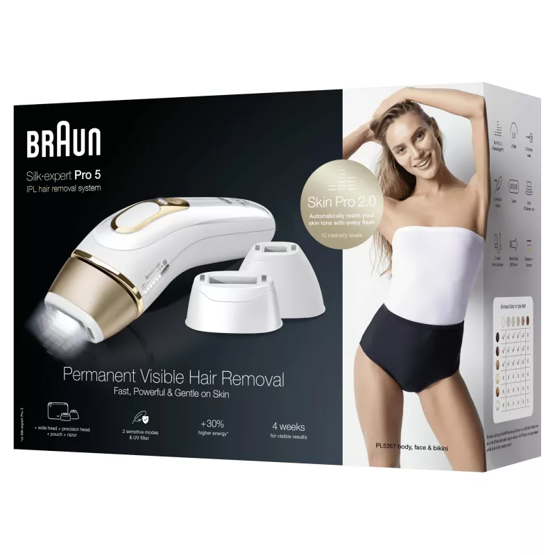 Braun Silk-expert Pro Silk·expert Pro 5 PL5267 Intensyvios impulsinės šviesos (IPL) auksinės, baltos spalvos