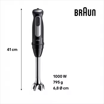 Braun MultiQuick 5 MQ55.254MBK 0,5 l panardinamasis plaktuvas 1000 W juoda, nerūdijantis plienas