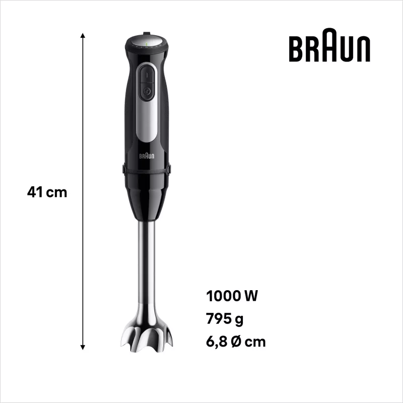 Braun MultiQuick 5 MQ55.254MBK 0,5 l panardinamasis plaktuvas 1000 W juoda, nerūdijantis plienas
