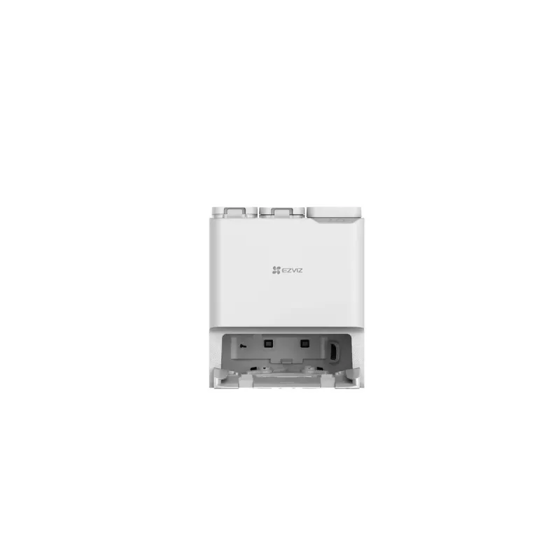 Robotų dulkių siurblys EZVIZ RS20 Pro — Li‑Ion 5200 mAh, 220 min veikimo laikas, 7200 Pa siurbimo galia, savaiminio ištuštinimo bazė, LiDAR navigacija, 0,35 l dulkių maišelis, šlapias valymas, baltas