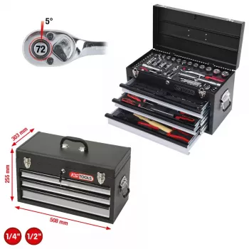 Mechanikos įrankių rinkinys KS Tools 918.0200 99 įrankiai chromo-vanadžio plieno