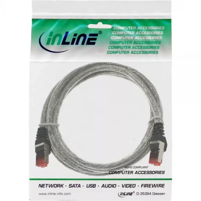 InLine komutacinis kabelis S/FTP PiMF Cat.6 250MHz PVC varis permatomas 25m