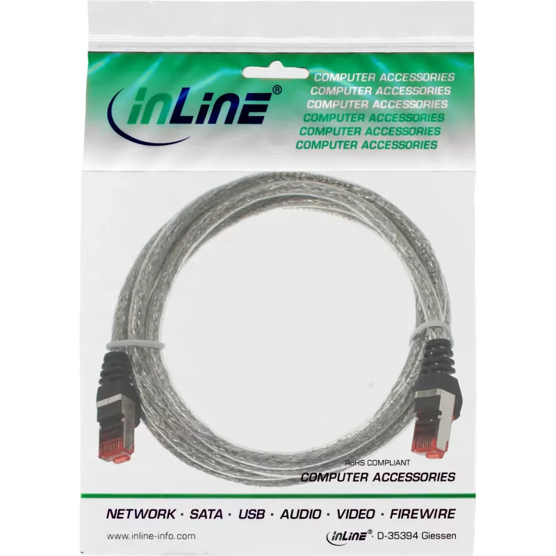 InLine komutacinis kabelis S/FTP PiMF Cat.6 250MHz PVC varis permatomas 3m
