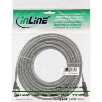Ethernet komutacinis kabelis InLine Cat6 S/FTP PiMF 250MHz PVC, RJ-45–RJ-45, varinis, permatomas, 15 m