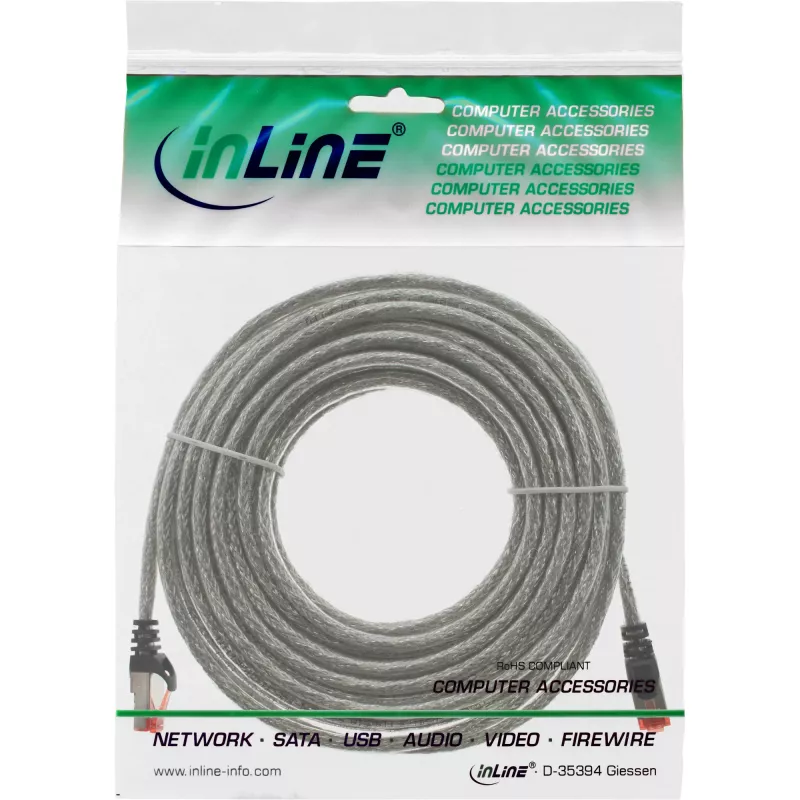 InLine komutacinis kabelis S/FTP PiMF Cat.6 250MHz PVC varis permatomas 30m