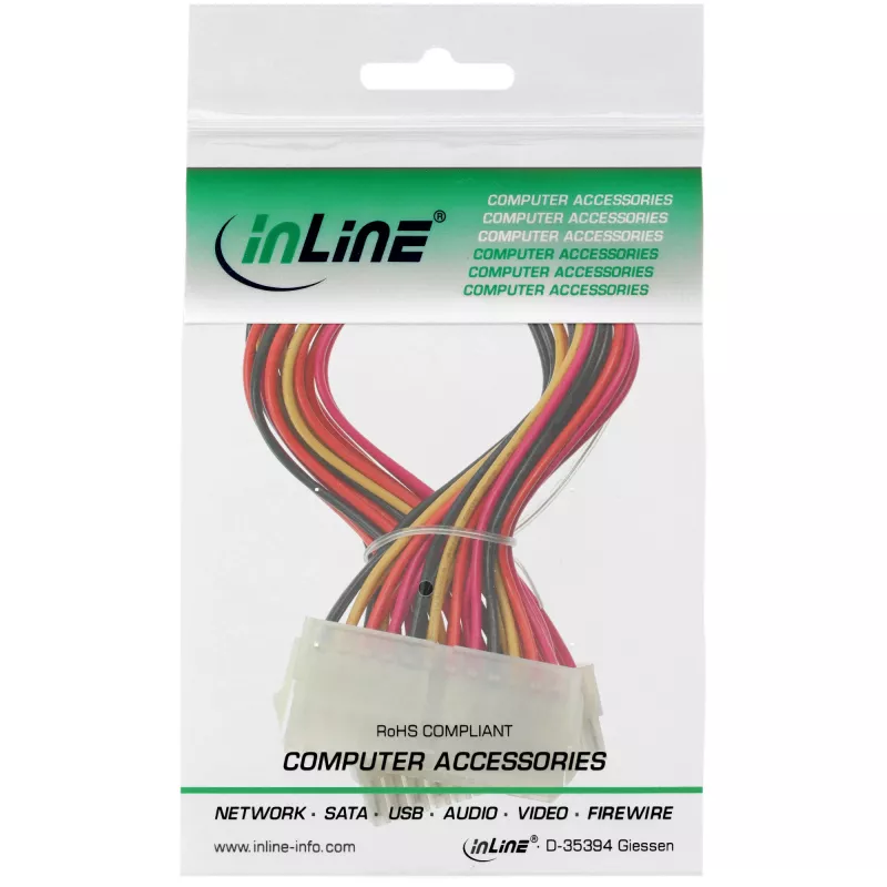 Molex PN InLine ATX pagrindinės plokštės kabelis 24‑kaiščių kištukas į lizdą, 0,30 m