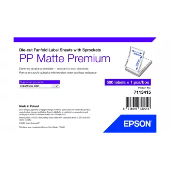 Lipnios štampuotos spausdintuvo etiketės Epson 7113415 — baltos, 20,3 × 30,5 cm, 500 etikečių