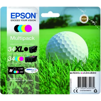 Epson Golf ball C13T34794010 rašalo kasetė 1 vnt. Originali Didelio (XL) našumo Juoda, Žalsvai mėlyna, Purpurinė, Geltona