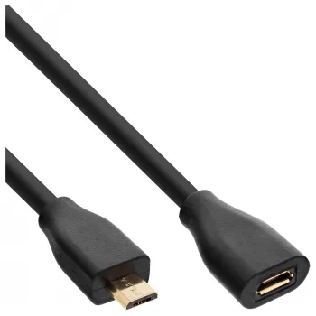 InLine Micro-USB 2.0 ilginamasis laidas, Micro-B M/F, juodas/auksinis, 5 m