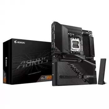 Pagrindinė plokštė GIGABYTE B850 AORUS STEALTH — ATX, lizdas AM5, AMD B850, DDR5 iki 8200MHz (OC), 14+2+2 VRM, 2xPCIe5.0, 2xPCIe4.0 M.2, Wi‑Fi 7, 5GbE