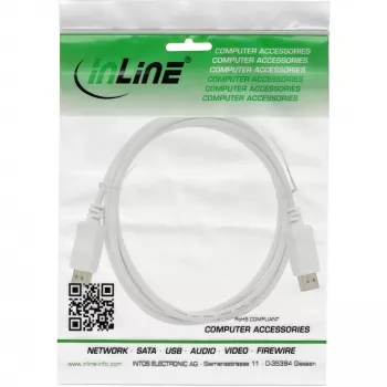 DisplayPort kabelis InLine 17205W, DisplayPort–DisplayPort, 5 m, baltas, Ø7 mm