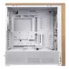 PC korpusas Lian Li Lancool 217 Midi Tower — balta ir medis, palaiko ATX/EATX/Micro-ITX, 2x120 mm priekyje, 1x140 mm gale, 1×3,5 colio + 8×2,5 colio
