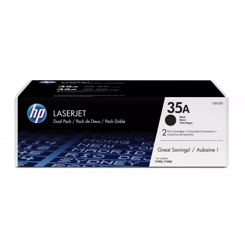 HP 35A 2 pakuotė juoda Originali LaserJet tonerių kasetė, 3000 puslapių, juoda, 2 vnt.