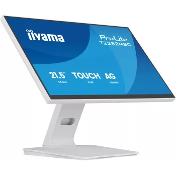 Monitor IIYAMA ProLite T2252MSC-W2AG 21,4 colio (54,5 cm) Full HD 1920x1080 LCD jutiklinis ekranas, 5 ms, USB 3.2 šakotuvas, garsiakalbiai, VESA, balta