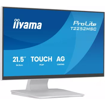 Monitor IIYAMA ProLite T2252MSC-W2AG 21,4 colio (54,5 cm) Full HD 1920x1080 LCD jutiklinis ekranas, 5 ms, USB 3.2 šakotuvas, garsiakalbiai, VESA, balta