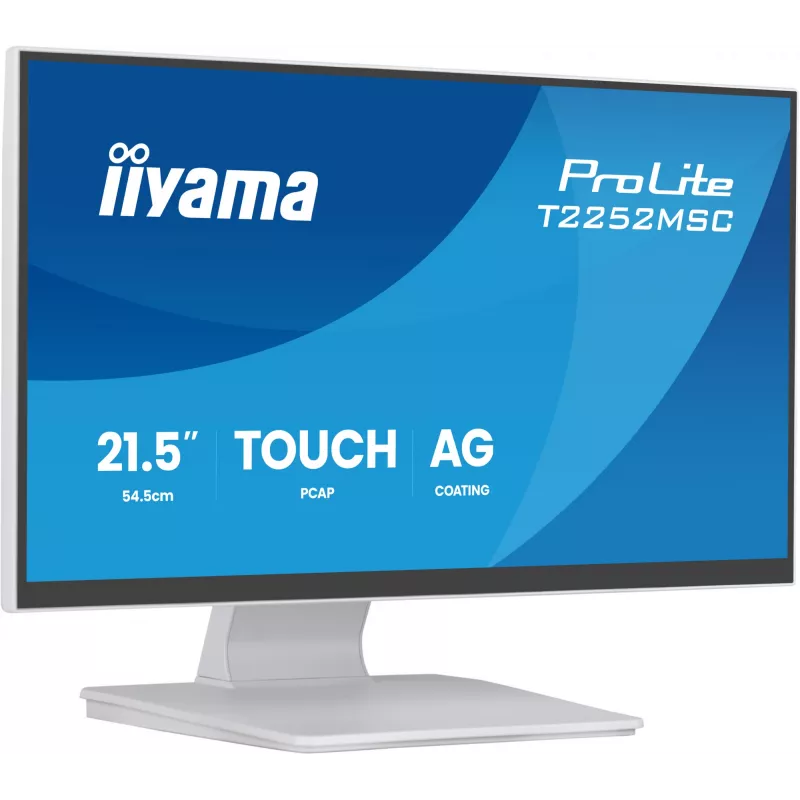 Monitor IIYAMA ProLite T2252MSC-W2AG 21,4 colio (54,5 cm) Full HD 1920x1080 LCD jutiklinis ekranas, 5 ms, USB 3.2 šakotuvas, garsiakalbiai, VESA, balta