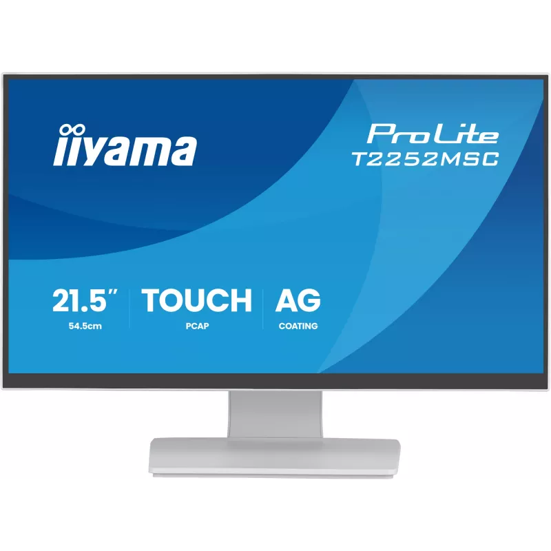 Monitor IIYAMA ProLite T2252MSC-W2AG 21,4 colio (54,5 cm) Full HD 1920x1080 LCD jutiklinis ekranas, 5 ms, USB 3.2 šakotuvas, garsiakalbiai, VESA, balta