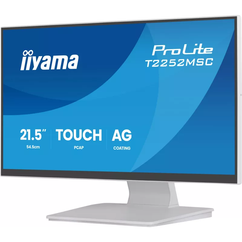 Monitor IIYAMA ProLite T2252MSC-W2AG 21,4 colio (54,5 cm) Full HD 1920x1080 LCD jutiklinis ekranas, 5 ms, USB 3.2 šakotuvas, garsiakalbiai, VESA, balta