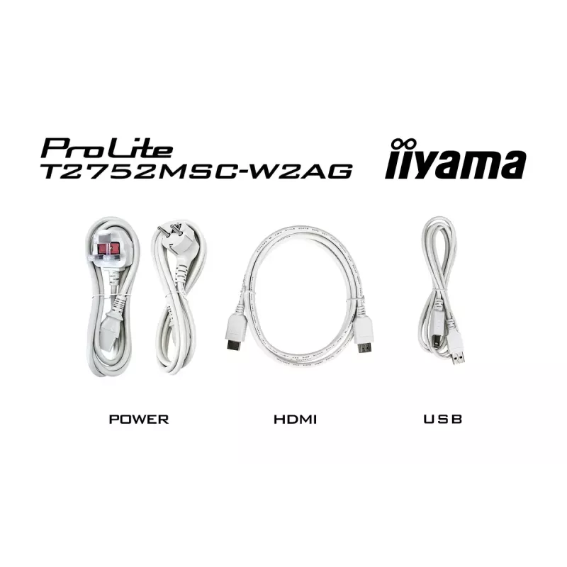 27 colių IIYAMA ProLite T2752MSC-W1AG jutiklinis LCD monitorius 1920 x 1080 Full HD baltas, 5 ms, USB 3.2 Gen1, garsiakalbiai, VESA