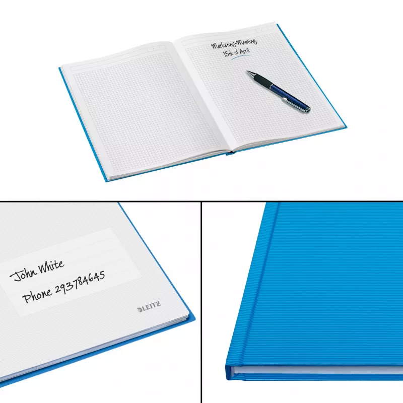 Leitz Notebook Solid Hardcover A5 Squared 90 gram 80 lapų, Vienspalvis, Mėlynas, A5, 80 lapų, Blizgus, 80 g/m²