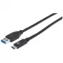 Manhattan USB-C į USB-A kabelis, 1 m, vyriškas į vyrišką, 10 Gbps (USB 3.2 Gen2, dar žinomas kaip USB 3.1), 3 A (greitas įkrovimas), SuperSpeed+ USB, juodas, suteikiama garantija visam laikui, atitinka USB31AC1M