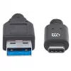 Manhattan USB-C į USB-A kabelis, 1 m, vyriškas į vyrišką, 10 Gbps (USB 3.2 Gen2, dar žinomas kaip USB 3.1), 3 A (greitas įkrovimas), SuperSpeed+ USB, juodas, suteikiama garantija visam laikui, atitinka USB31AC1M