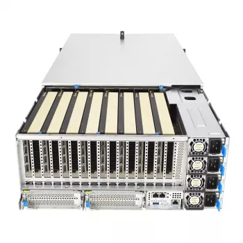 Serverio korpusas ASUS ESC8000A-E13P 90SF0401-M000N 4U stovo, palaiko 2× procesorius, suderinamas su AMD EPYC 9004, 24 DIMM DDR5, 10x 2,5 colio karšto keitimo skyrių, 3200 W maitinimo blokas