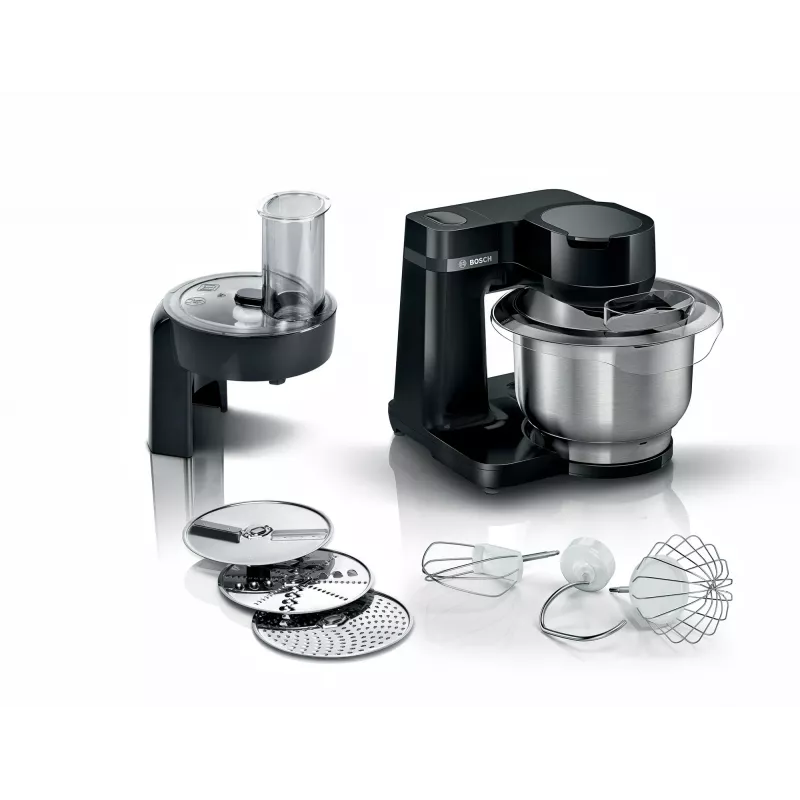 Bosch Serie 2 MUMS2EB01 virtuvinis kombainas 700 W 3.8 L Juoda, Nerūdijantis plienas