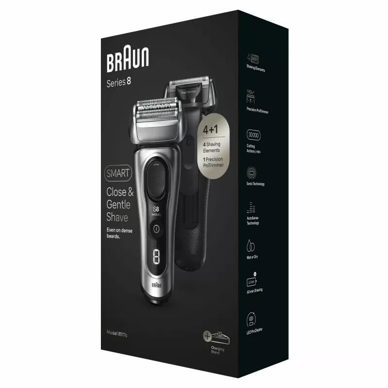 Braun Series 8 8517s elektrinis barzdaskutė – šlapias ir sausas skutimas, sidabrinis