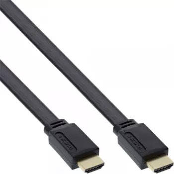 „InLine“ HDMI plokščias laidas, didelės spartos laidas su eternetu, auksuotas, juodas, 5 m