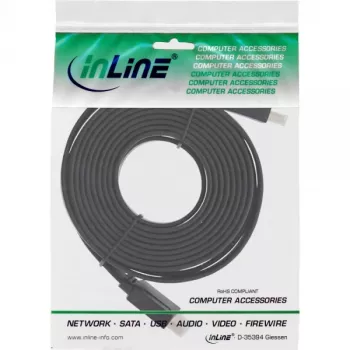 „InLine“ HDMI plokščias laidas, didelės spartos laidas su eternetu, auksuotas, juodas, 5 m