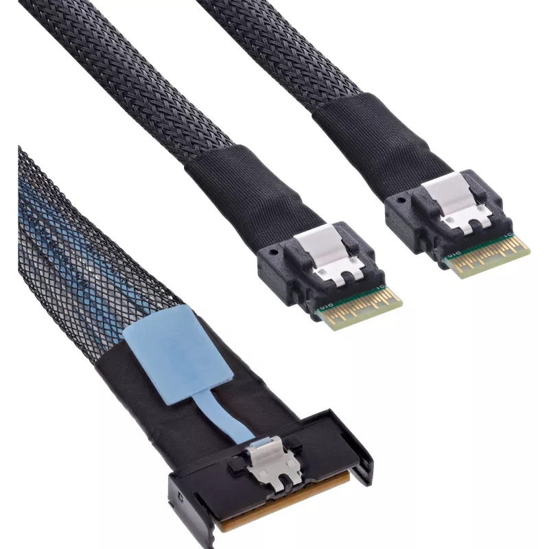 Serial Attached SCSI (SAS) laidas InLine 27663A, 0,5 m, 32 Gbit/s, MCIO x8 į 2x 4i SFF-8654