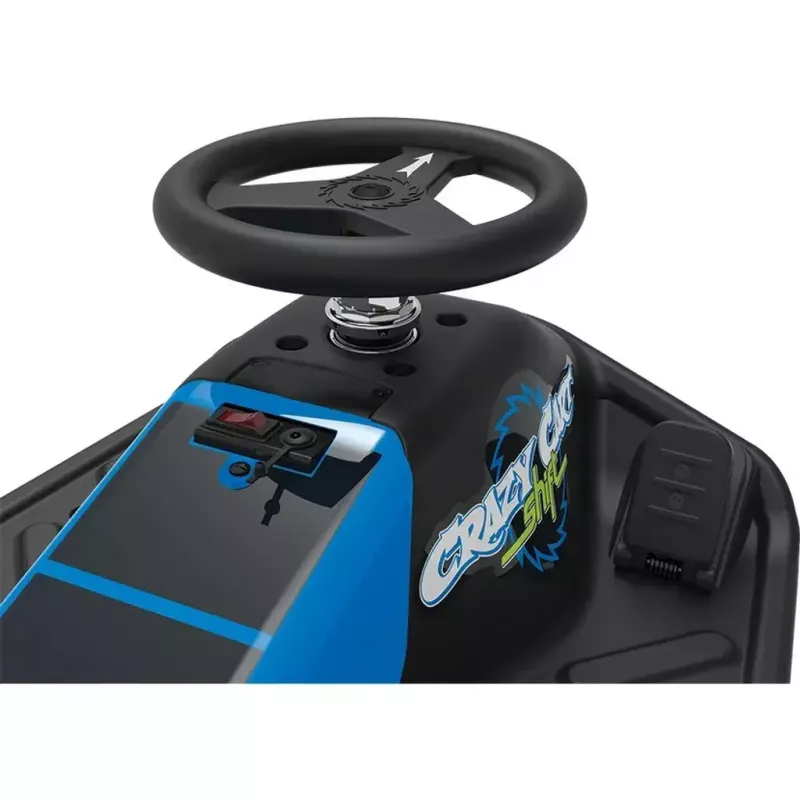 Elektrinis dreifo kartas Razor Crazy Cart Shift — mėlynas, 90 W variklis, 12 V baterija, iki 13 km/val., maks. naudotojo svoris 54 kg