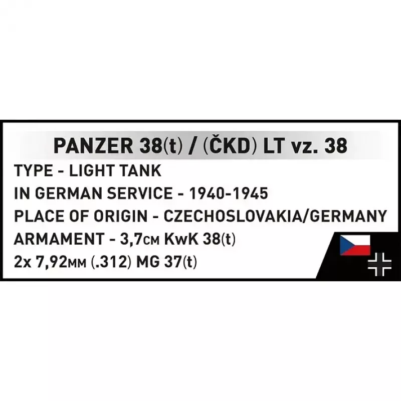 Statybinis rinkinys „Cobi Blocks Panzer 38 VZ.38“ 690 elementų – mastelio modelio konstravimo rinkinys