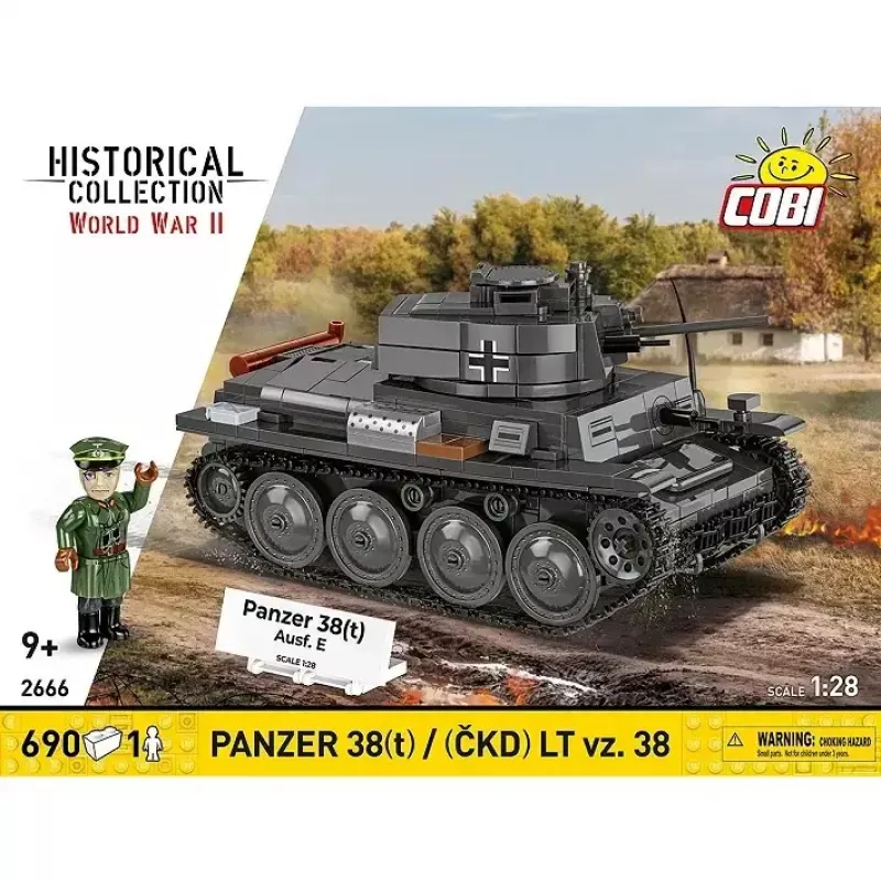 Statybinis rinkinys „Cobi Blocks Panzer 38 VZ.38“ 690 elementų – mastelio modelio konstravimo rinkinys
