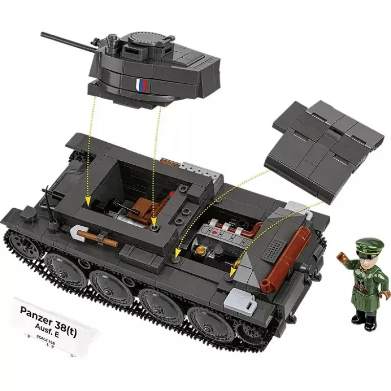 Statybinis rinkinys „Cobi Blocks Panzer 38 VZ.38“ 690 elementų – mastelio modelio konstravimo rinkinys