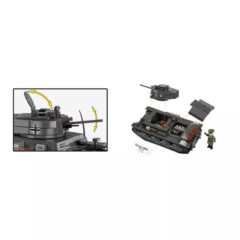 Statybinis rinkinys „Cobi Blocks Panzer 38 VZ.38“ 690 elementų – mastelio modelio konstravimo rinkinys
