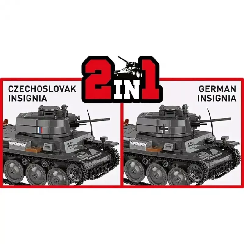 Statybinis rinkinys „Cobi Blocks Panzer 38 VZ.38“ 690 elementų – mastelio modelio konstravimo rinkinys