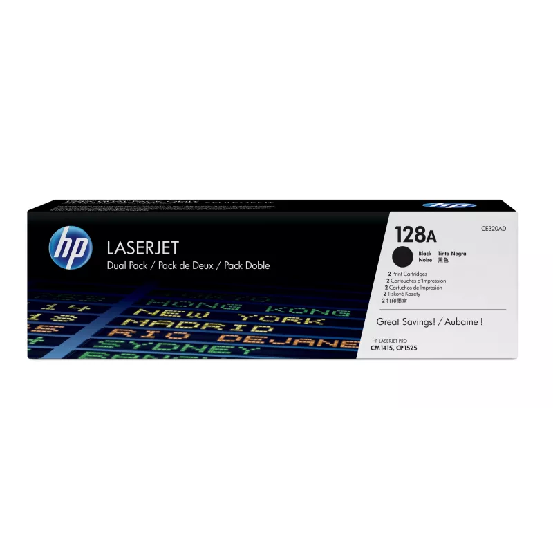 HP 128A 2 pakuotės juodos Originalios LaserJet tonerio kasetės, 4000 puslapių, juoda, 2 vnt.