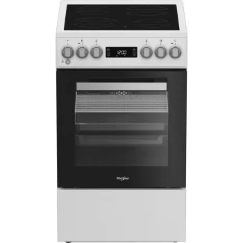 Whirlpool W5V5LCW laisvai pastatoma viryklė Elektrinė Keraminė kaitlentė Juoda, Balta