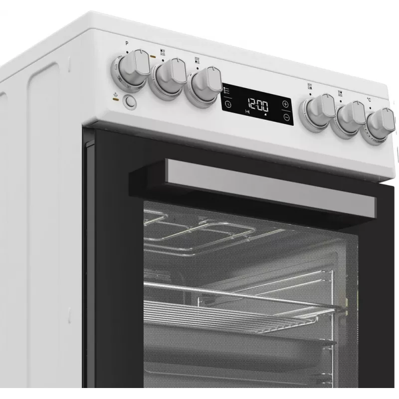 Whirlpool W5V5LCW laisvai pastatoma viryklė Elektrinė Keraminė kaitlentė Juoda, Balta