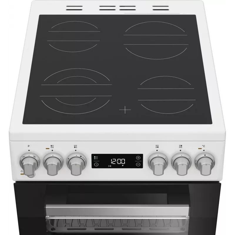 Whirlpool W5V5LCW laisvai pastatoma viryklė Elektrinė Keraminė kaitlentė Juoda, Balta