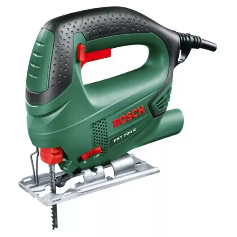 Jigsaw Bosch PST 700 E, top-rankena, 500 W, 3100 spm, 70 mm medžio pjūvis, 45° pasviras pjūvis
