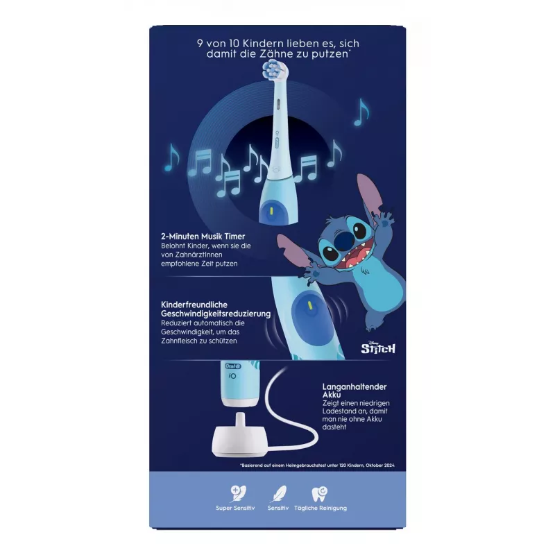 Oral-B iO Kids Stitch vaikiškas sukantis dantų šepetėlis mėlynas