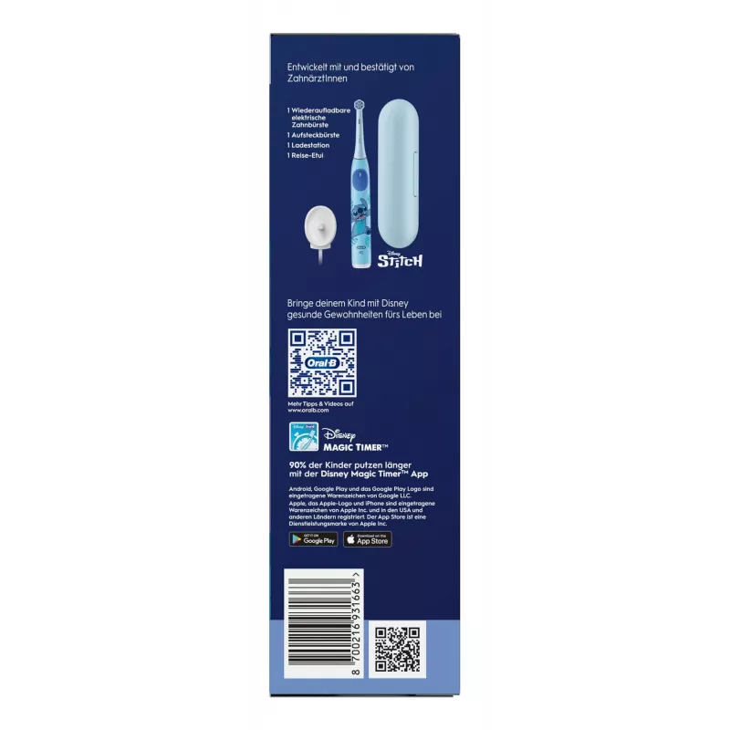 Oral-B iO Kids Stitch vaikiškas sukantis dantų šepetėlis mėlynas